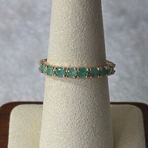 NEW CZ Green Candy Eternity Ring 18K Gold Plated over Copper.